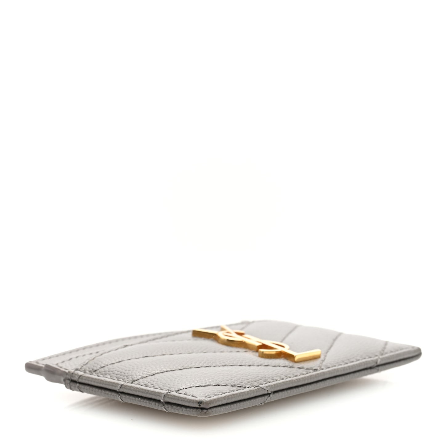 Grain De Poudre Matelasse Chevron Monogram Credit Card Case Fog