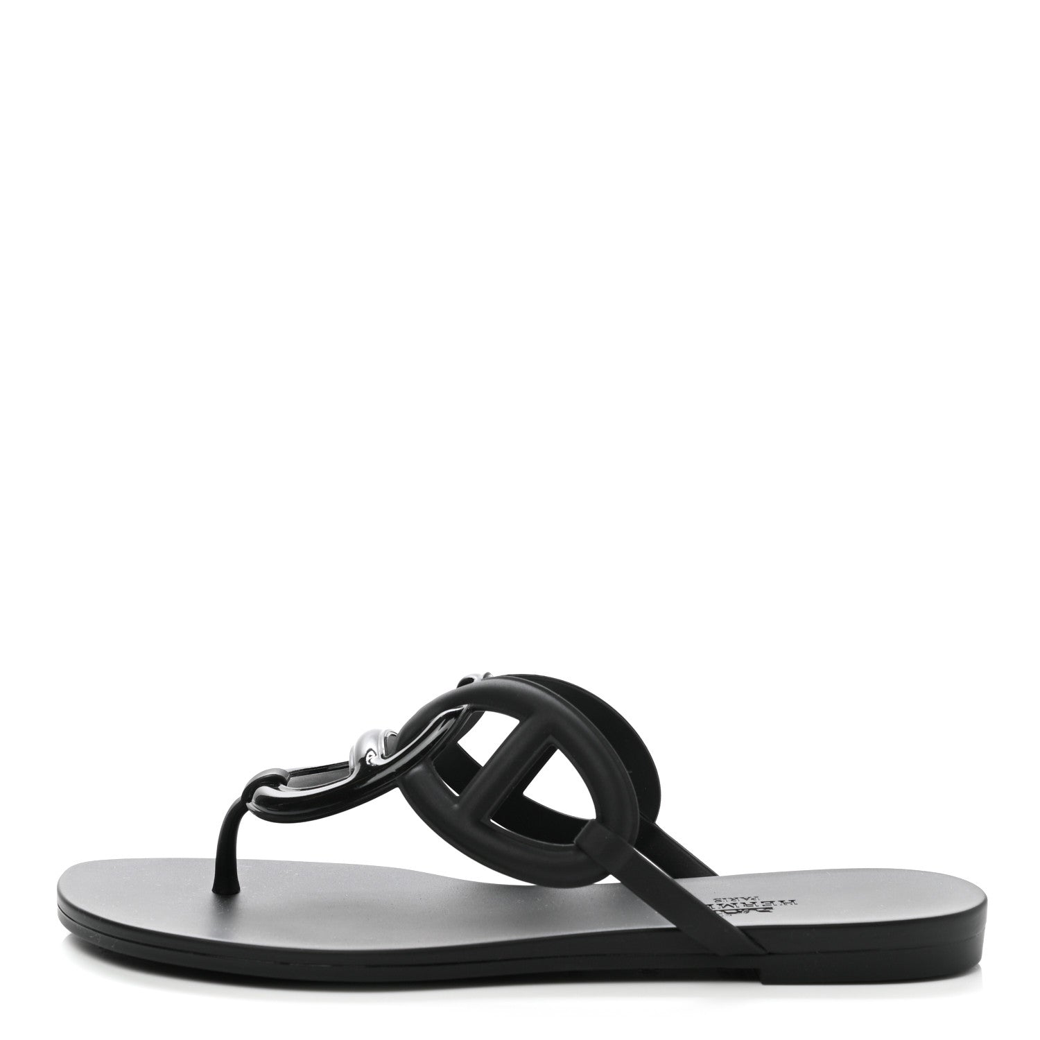 Hermes Rubber Womens Egerie Sandals 38 Black 1 of 9