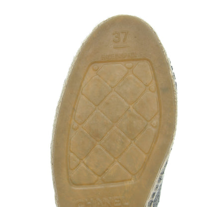 Chanel Tweed Velvet CC Espadrilles 37 Grey Black 6 of 7
