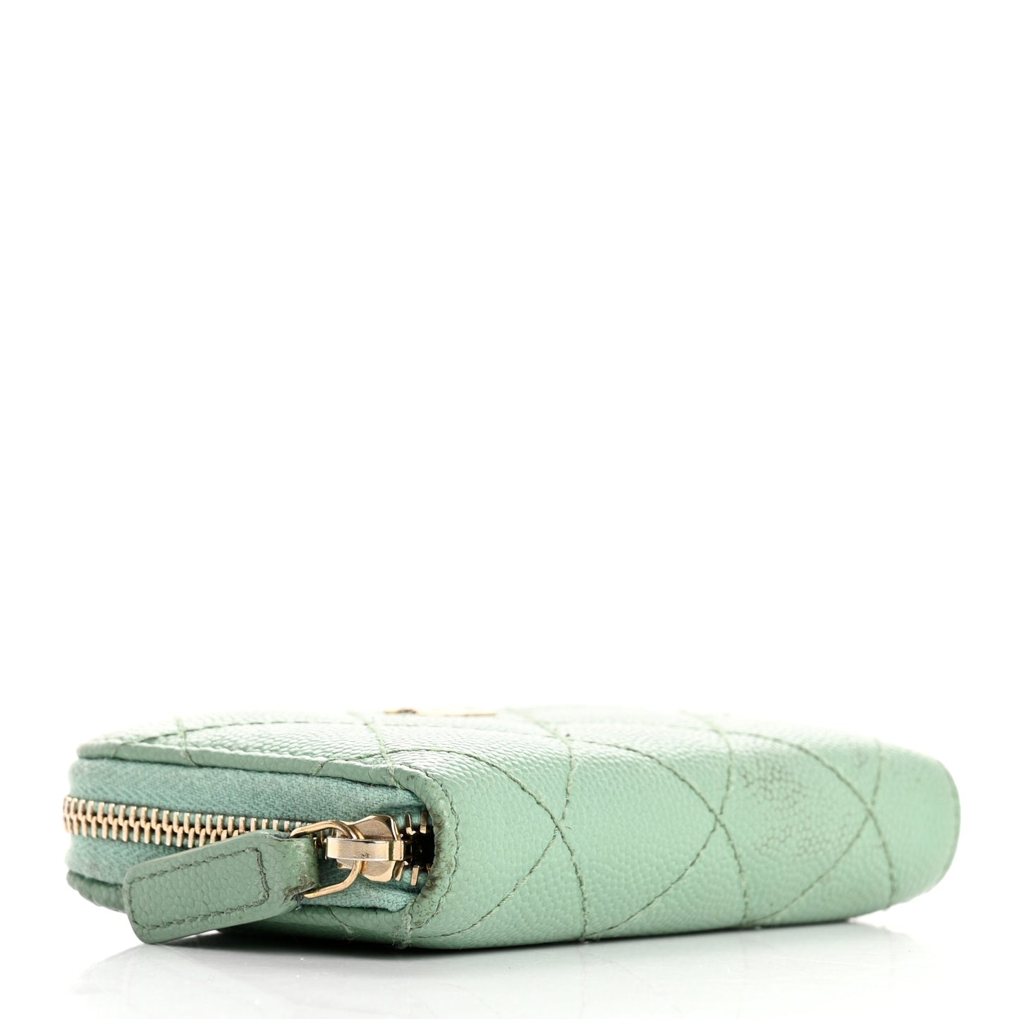 Caviar Quilted Zip Coin Purse Light Green