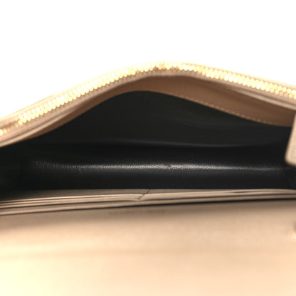 Saint Laurent Grain De Poudre Matelasse Chevron Monogram Envelope Chain Wallet Dark Beige 5 of 11