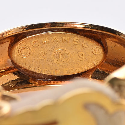 Chanel Pearl CC Drop Hoop Clip On Earrings Gold 3 of 4
