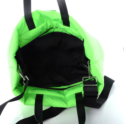 Prada Tessuto Nylon Soft Padded Medium Shopping Tote Verde Fluo 5 of 9