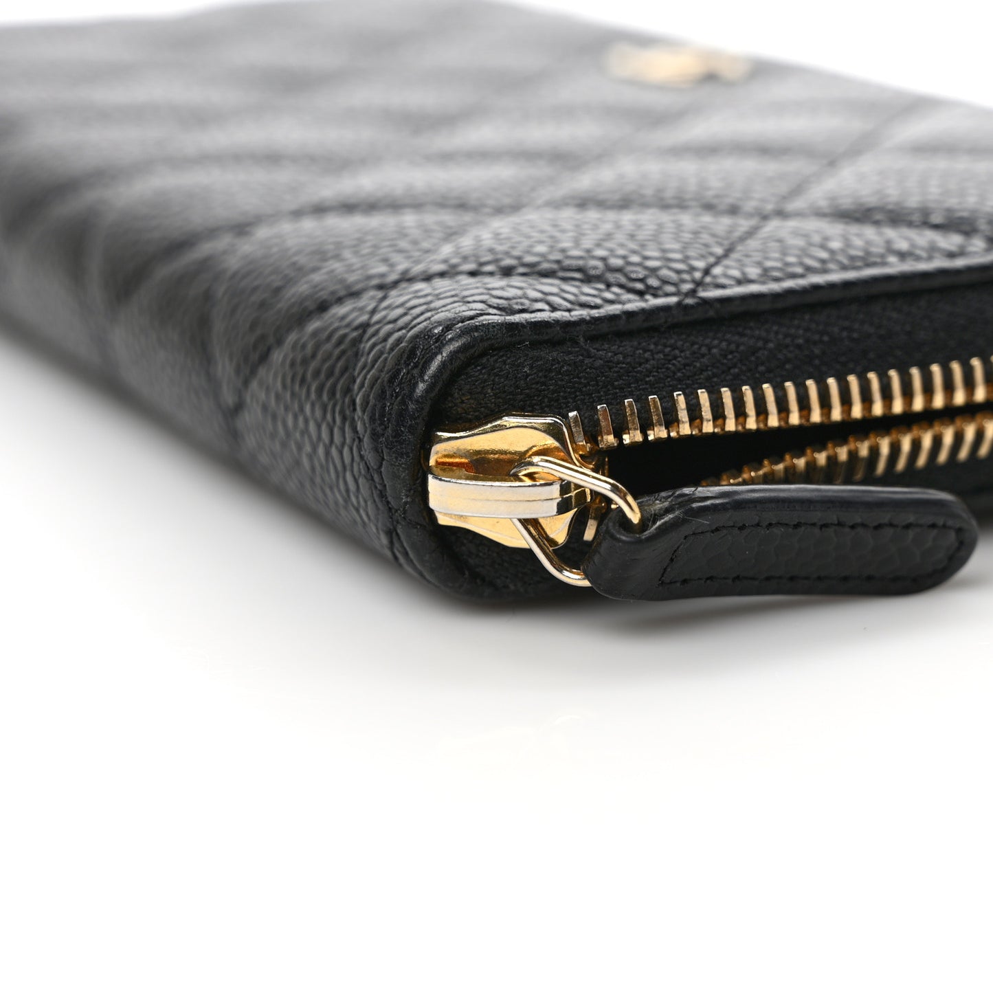 Caviar Quilted Large Gusset Zip Around Wallet Black