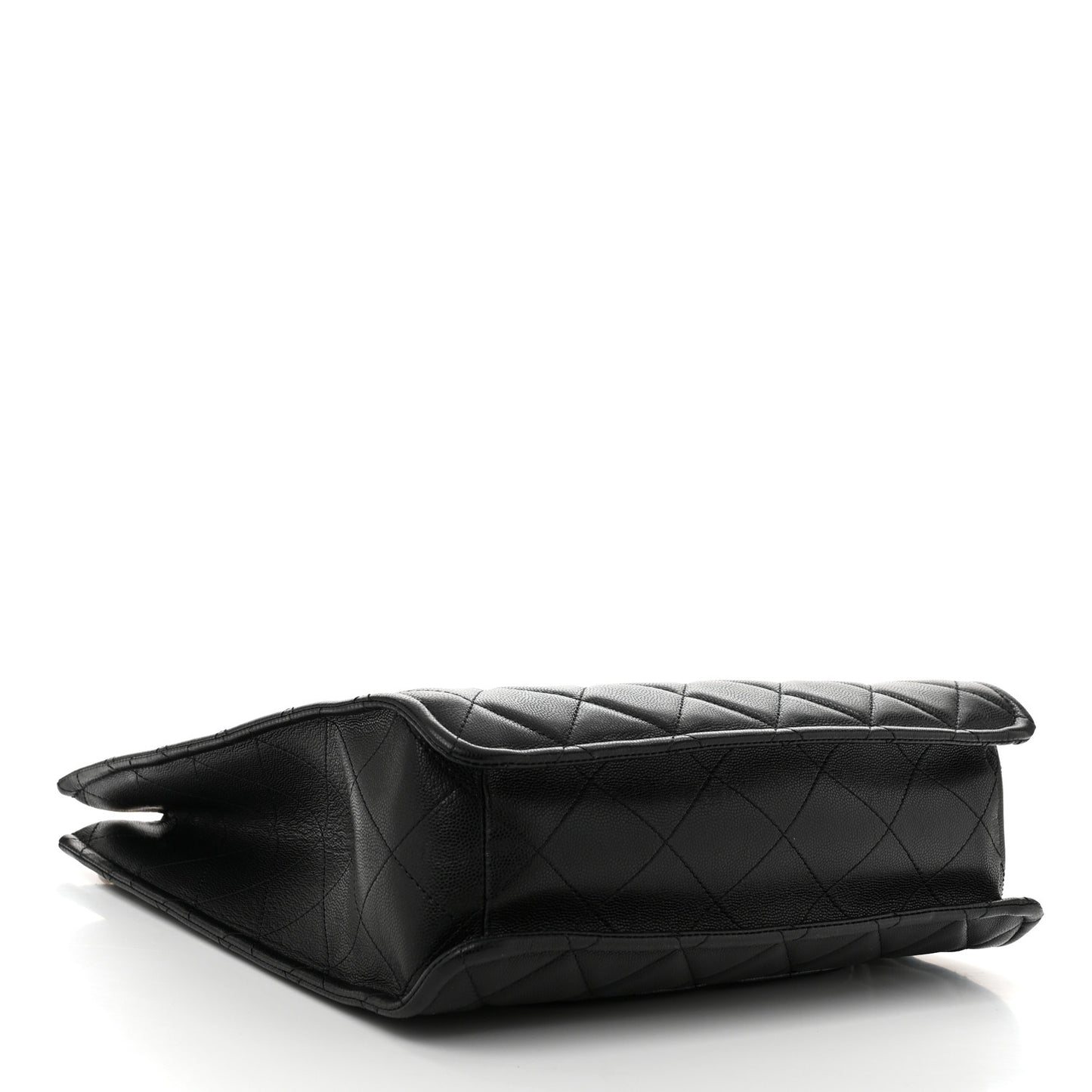 Caviar Quilted Sweet Vertical Shopping Tote Black