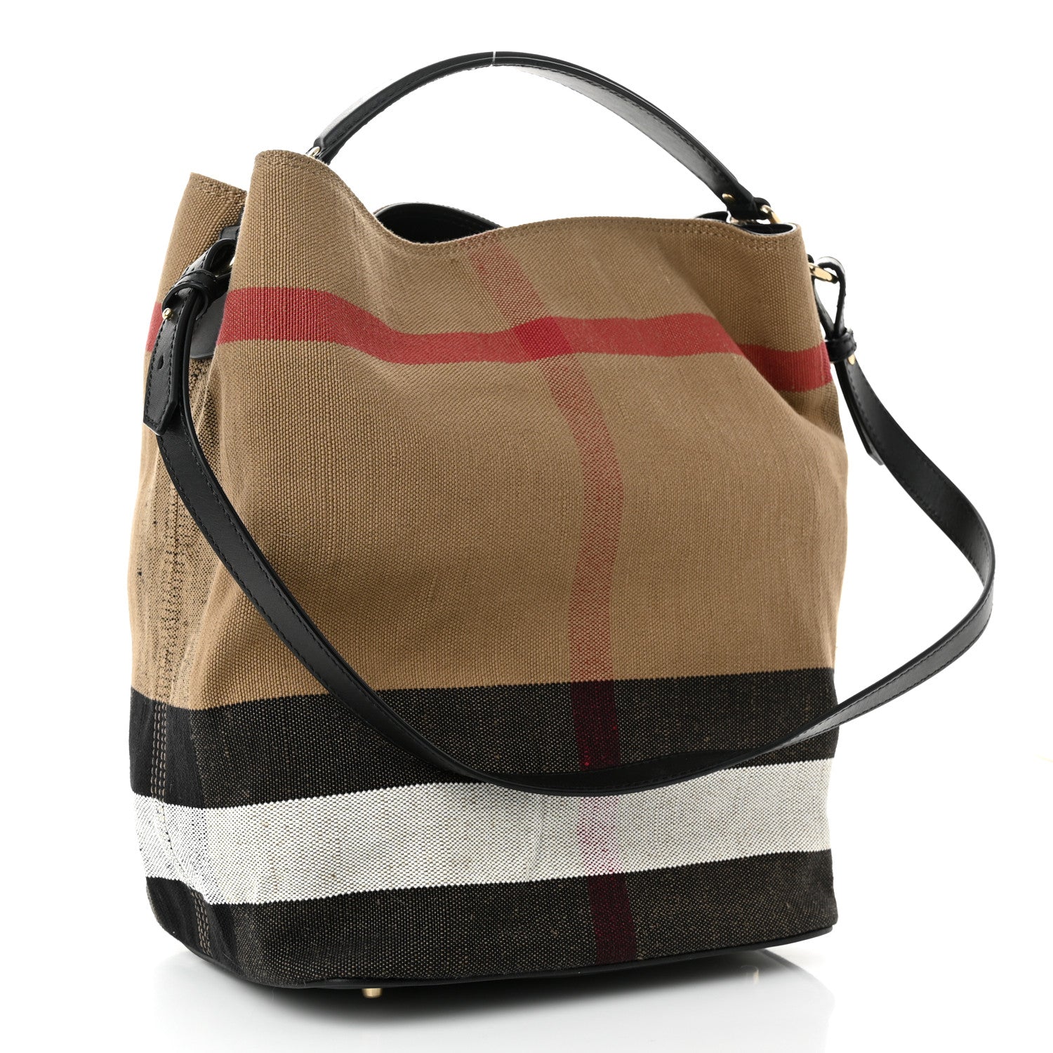 Burberry Canvas Mega Check Medium Ashby Hobo Black 4 of 10