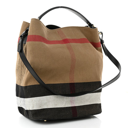 Burberry Canvas Mega Check Medium Ashby Hobo Black 4 of 10