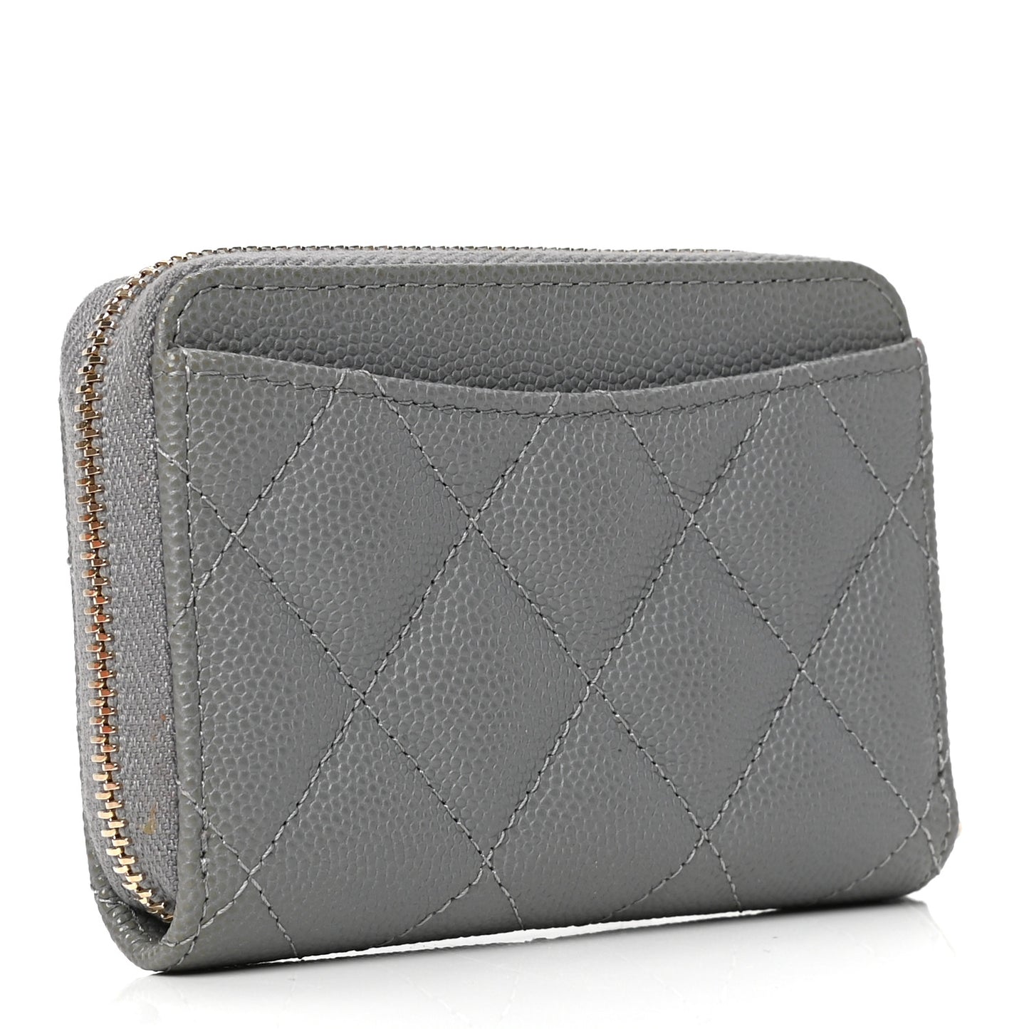 Caviar Quilted Zip Coin Purse Grey