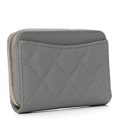 Chanel Caviar Quilted Zip Coin Purse Grey 2 of 4