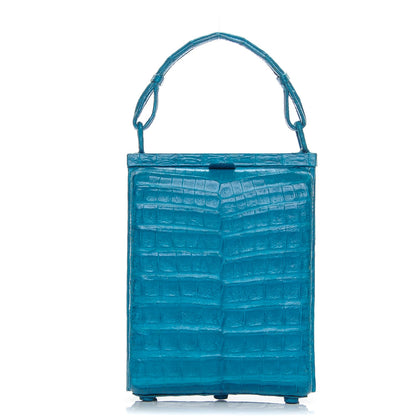 Nancy Gonzalez Crocodile Top Handle Box Bag Blue 1 of 10