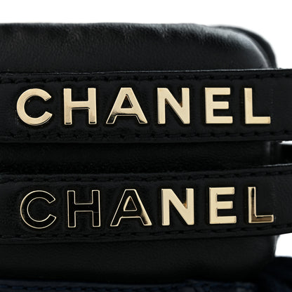Chanel Lambskin Logo High Top Sneakers 36 Navy Black 11 of 11