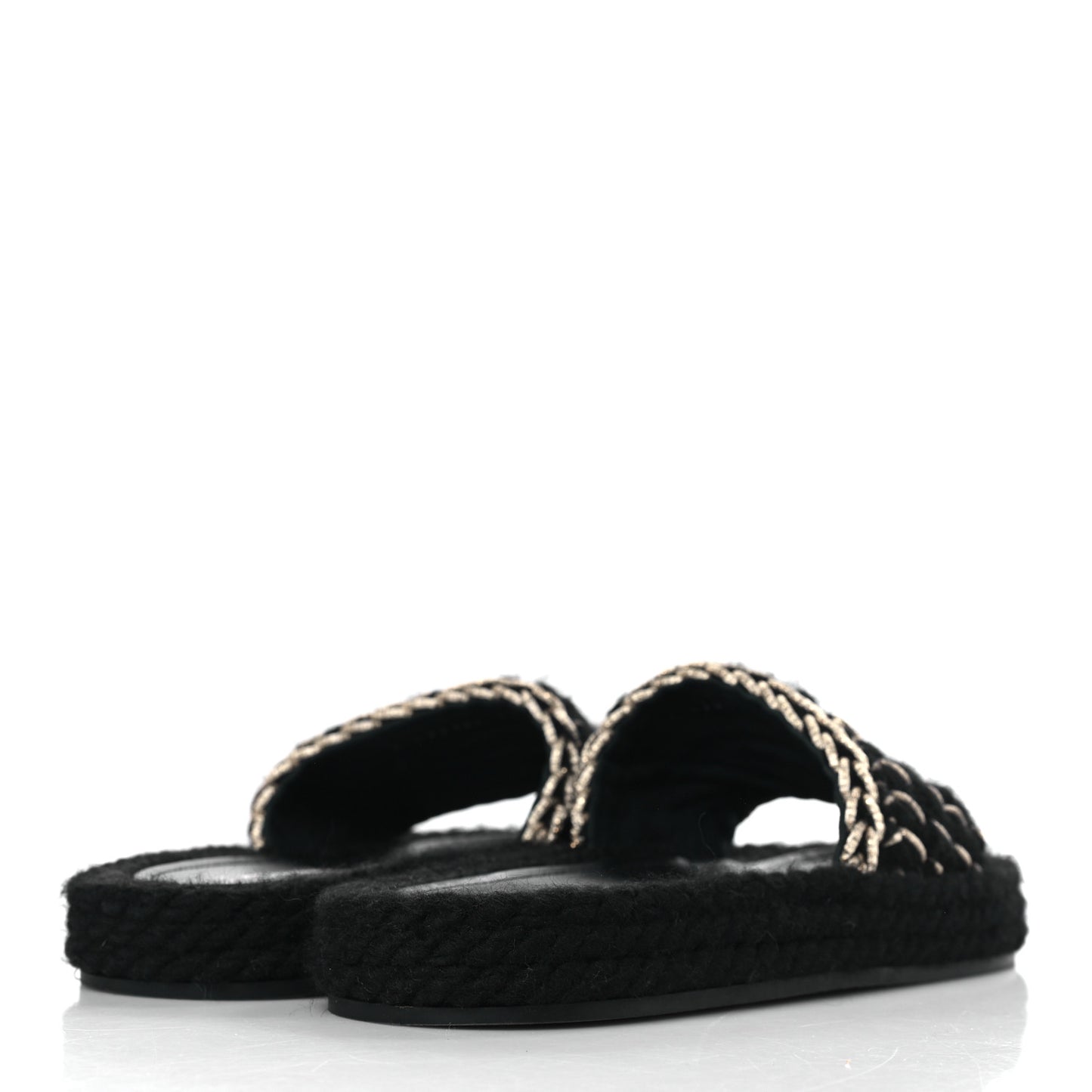 Braided Knit CC Mules 40 Black Gold
