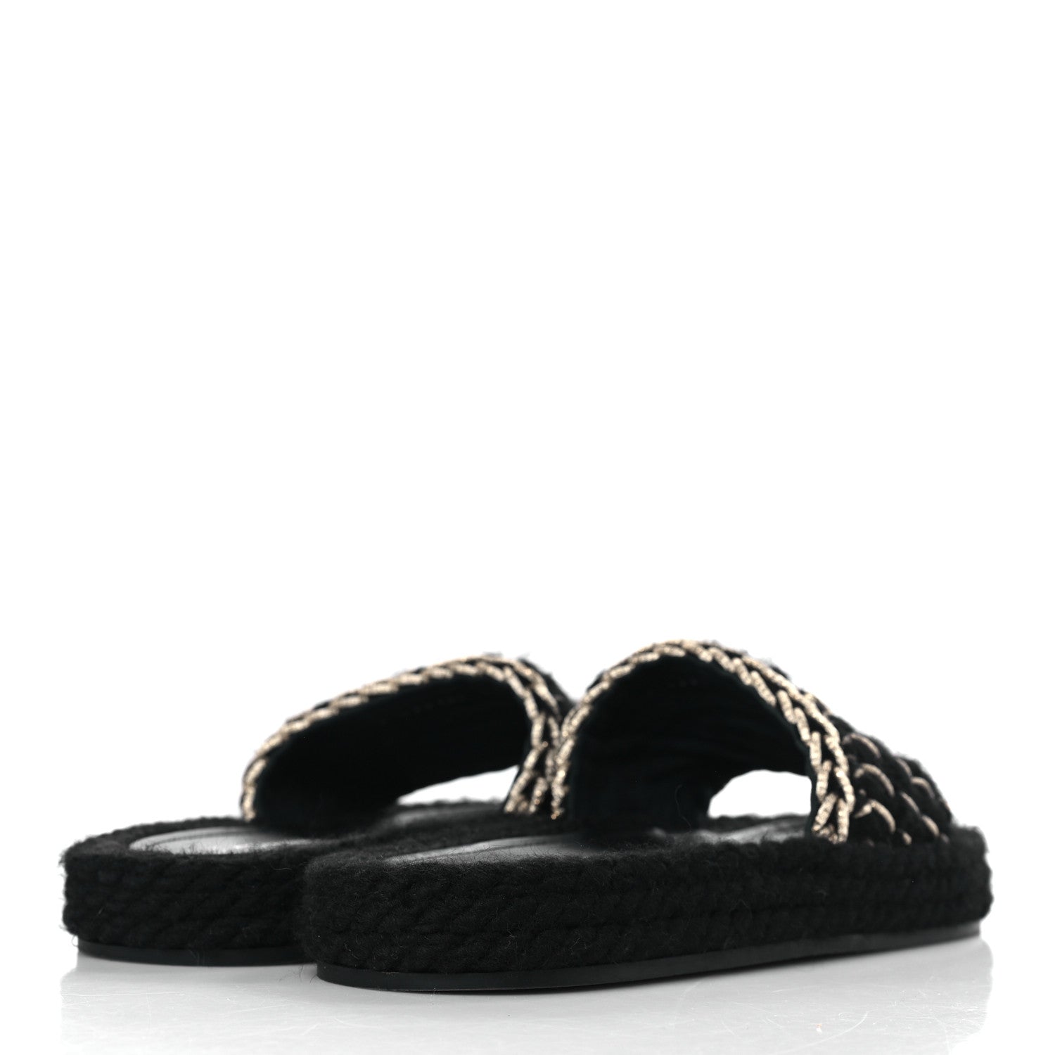 Chanel Braided Knit CC Mules 40 Black Gold 4 of 9
