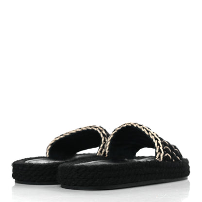 Chanel Braided Knit CC Mules 40 Black Gold 4 of 9