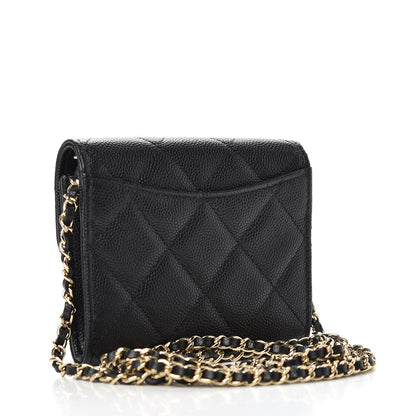 Chanel Caviar Quilted Flap Card Holder On Chain Black 3 of 9