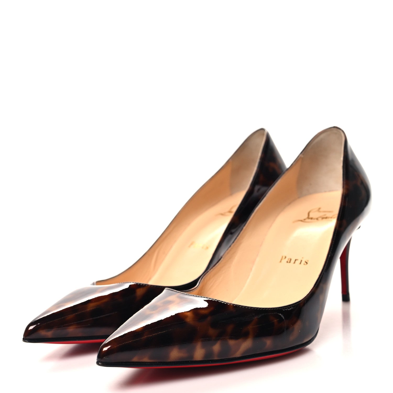 Christian Louboutin Patent Tartaruga Decollete 554 70 Pumps 37 Testa Di Moro 3 of 7