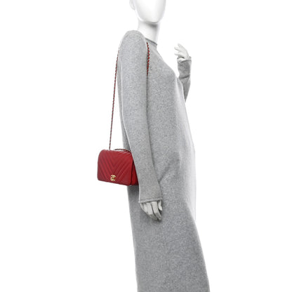 Chanel Calfskin Chevron Quilted Mini Statement Flap Red 2 of 10