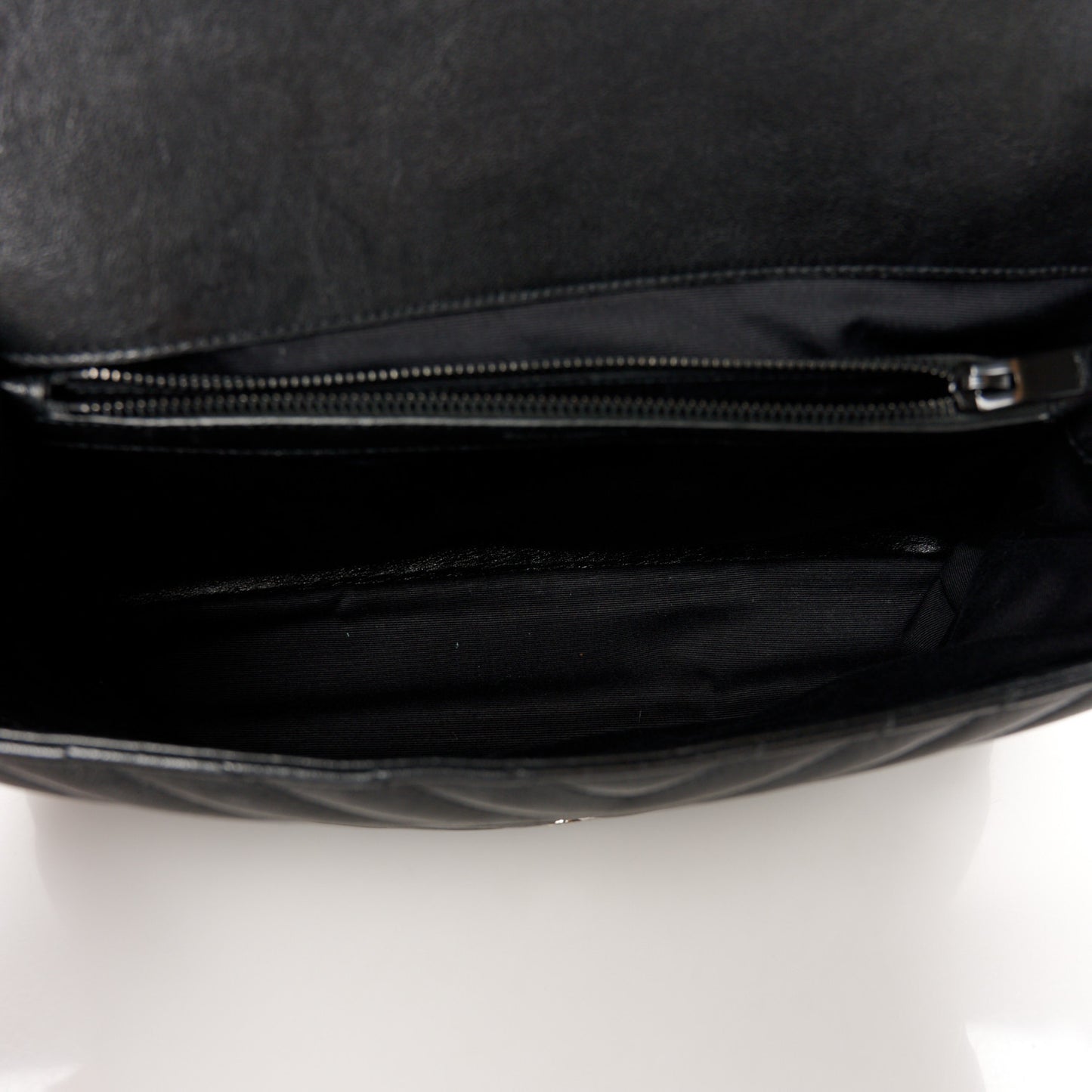Sheepskin Matelasse Chevron Monogram Monochrome Large College Satchel Black