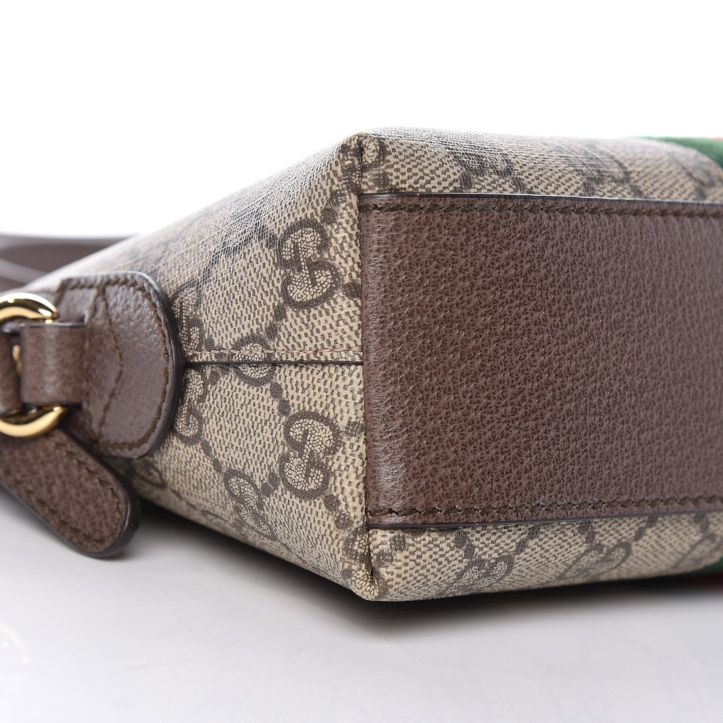 GG Supreme Monogram Textured Dollar Calfskin Web Small Ophidia Dome Shoulder Bag Beige Ebony New Acero