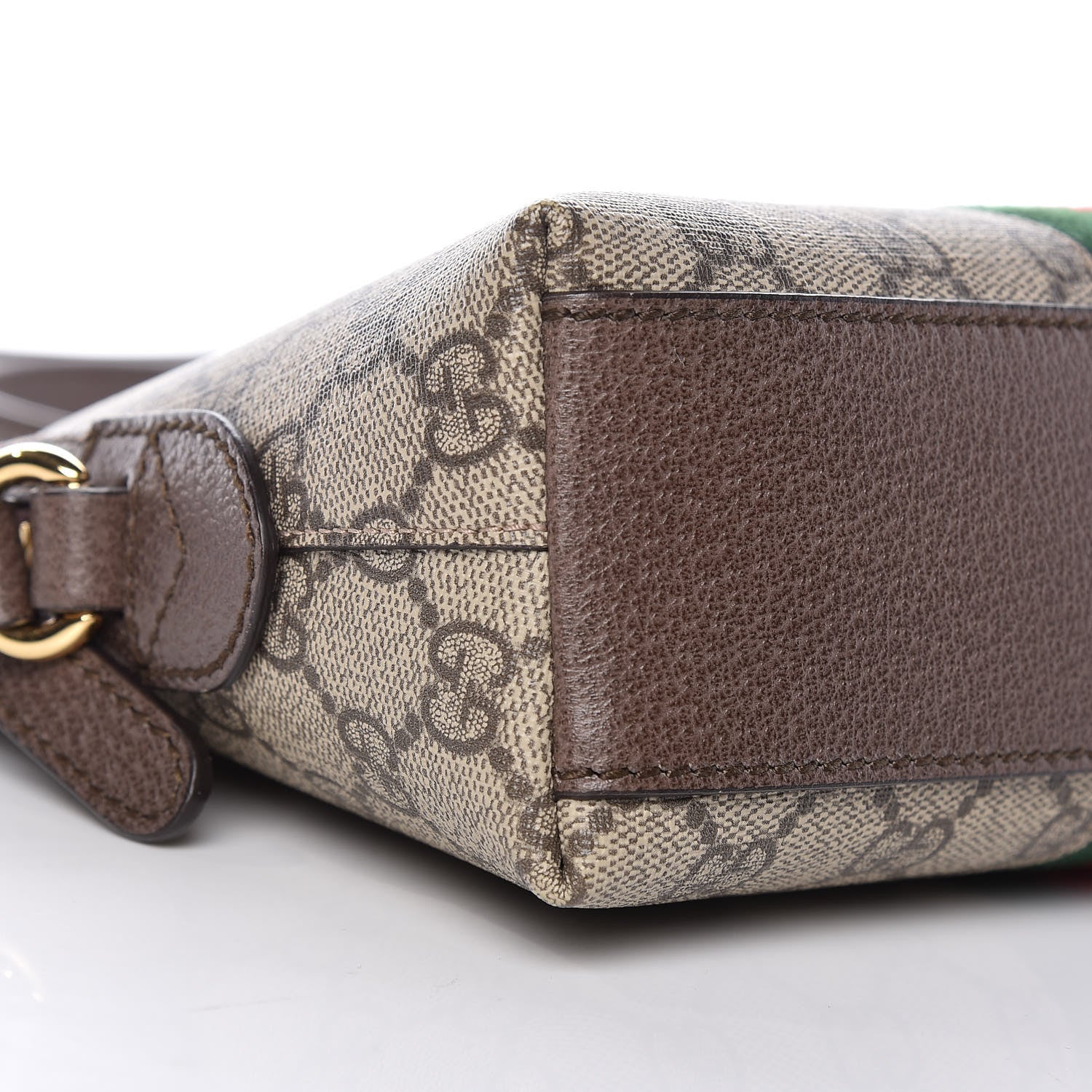 Gucci GG Supreme Monogram Textured Dollar Calfskin Web Small Ophidia Dome Shoulder Bag Beige Ebony New Acero 10 of 11