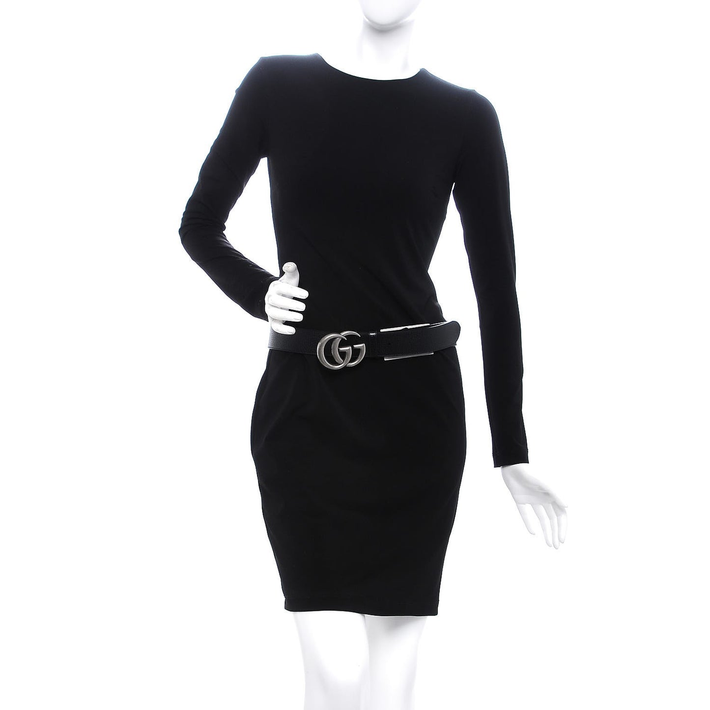 Textured Dollar Calfskin Nickel Double G 40mm Belt 85 34 Black