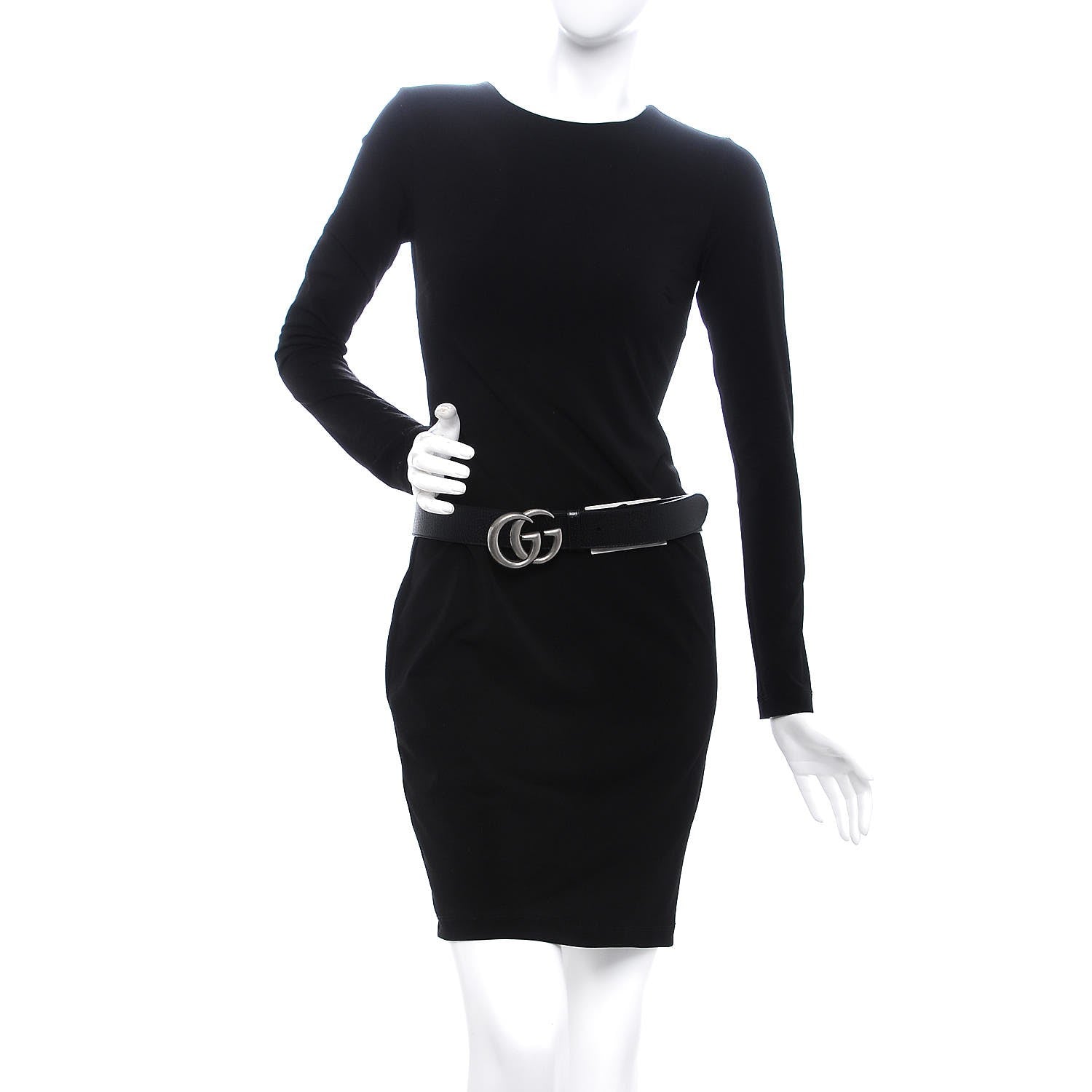Gucci Textured Dollar Calfskin Nickel Double G 40mm Belt 85 34 Black 2 of 6