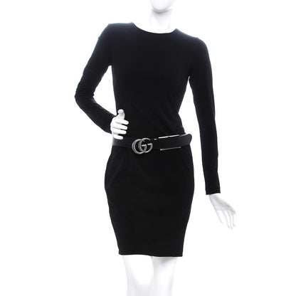 Gucci Textured Dollar Calfskin Nickel Double G 40mm Belt 85 34 Black 2 of 6