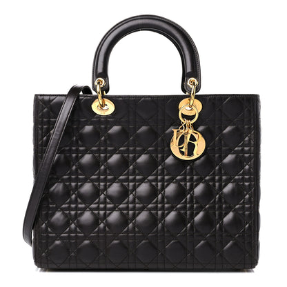 Christian Dior Lambskin Cannage Large Lady Dior Dark Brown 1 of 16