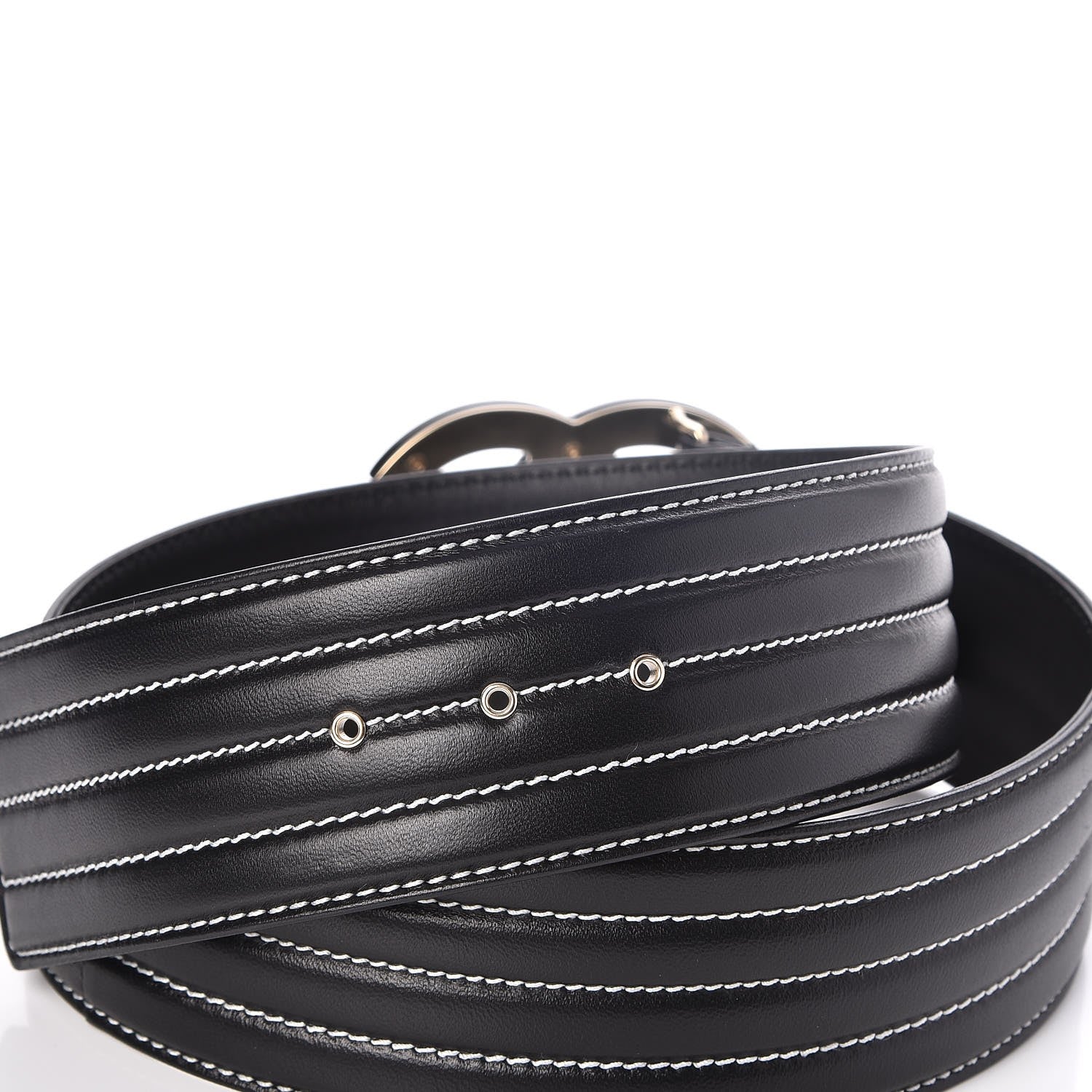 Chanel Calfskin Stitched CC Belt 85 34 Black 4 of 9