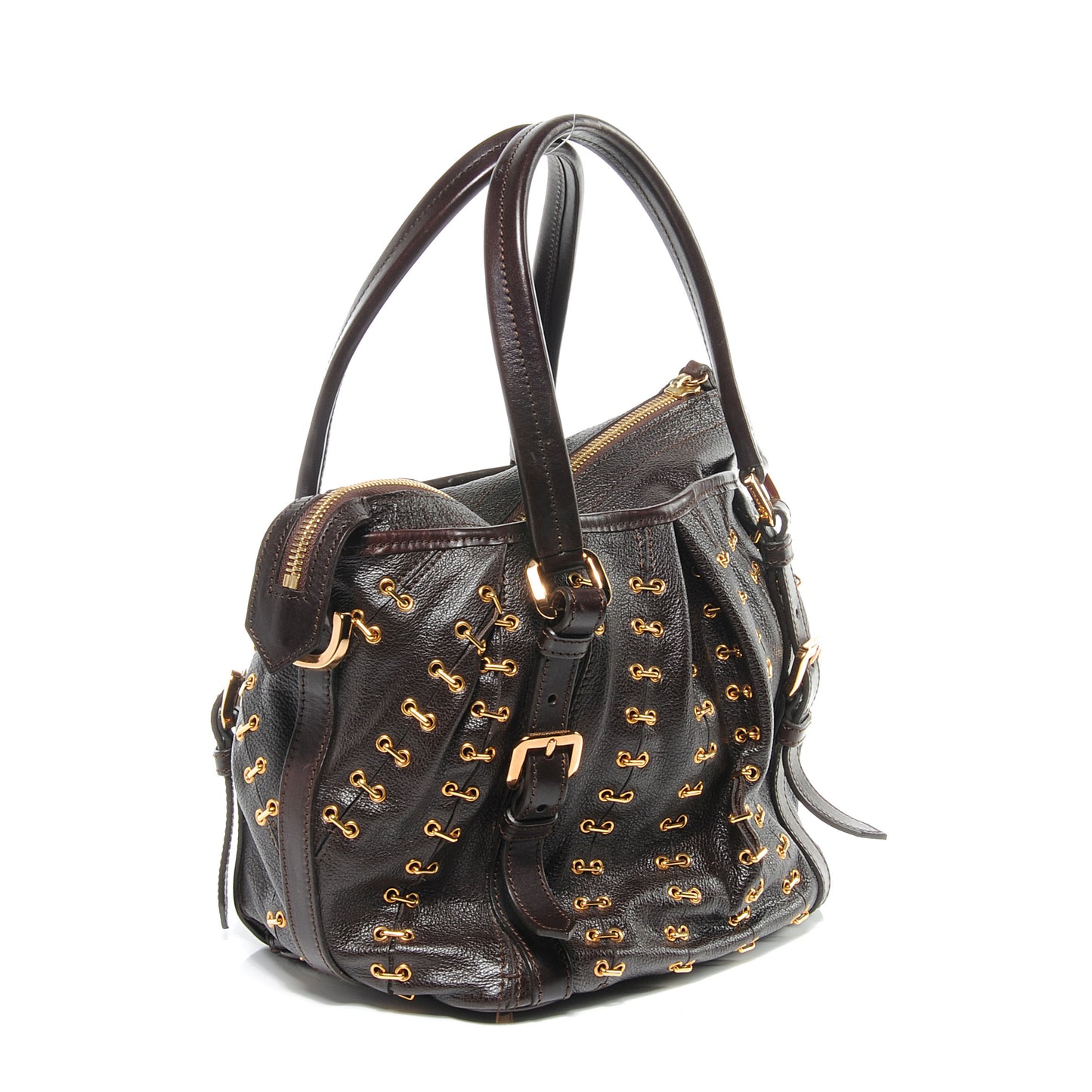 Leather Metal Stitch Lowry Chocolate