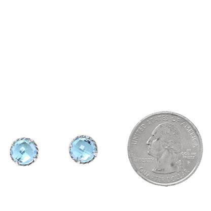 David Yurman Sterling Silver Blue Topaz 8mm Chatelaine Earrings 2 of 4