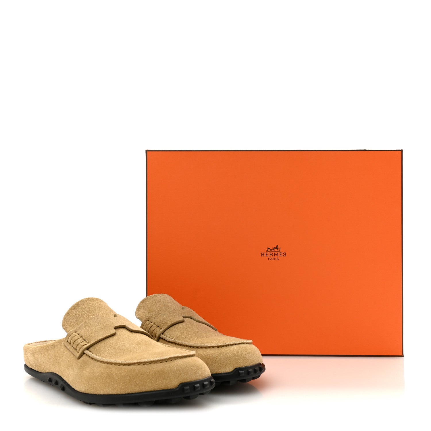 Hermes Suede Calfskin Womens Go Mules 39 Beige Sable 10 of 10