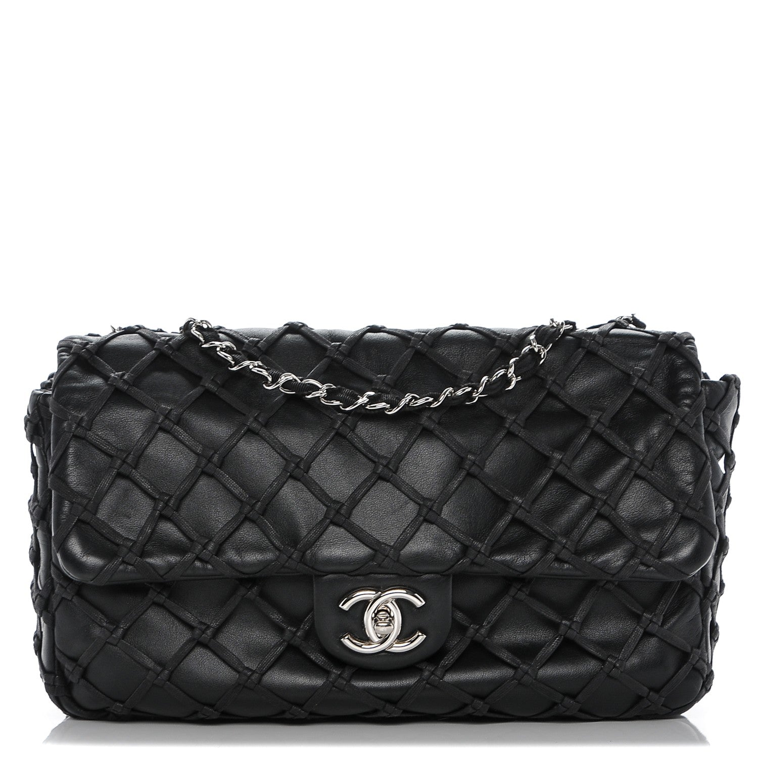 Chanel Lambskin Jumbo Canebiers Net Flap Black 1 of 8