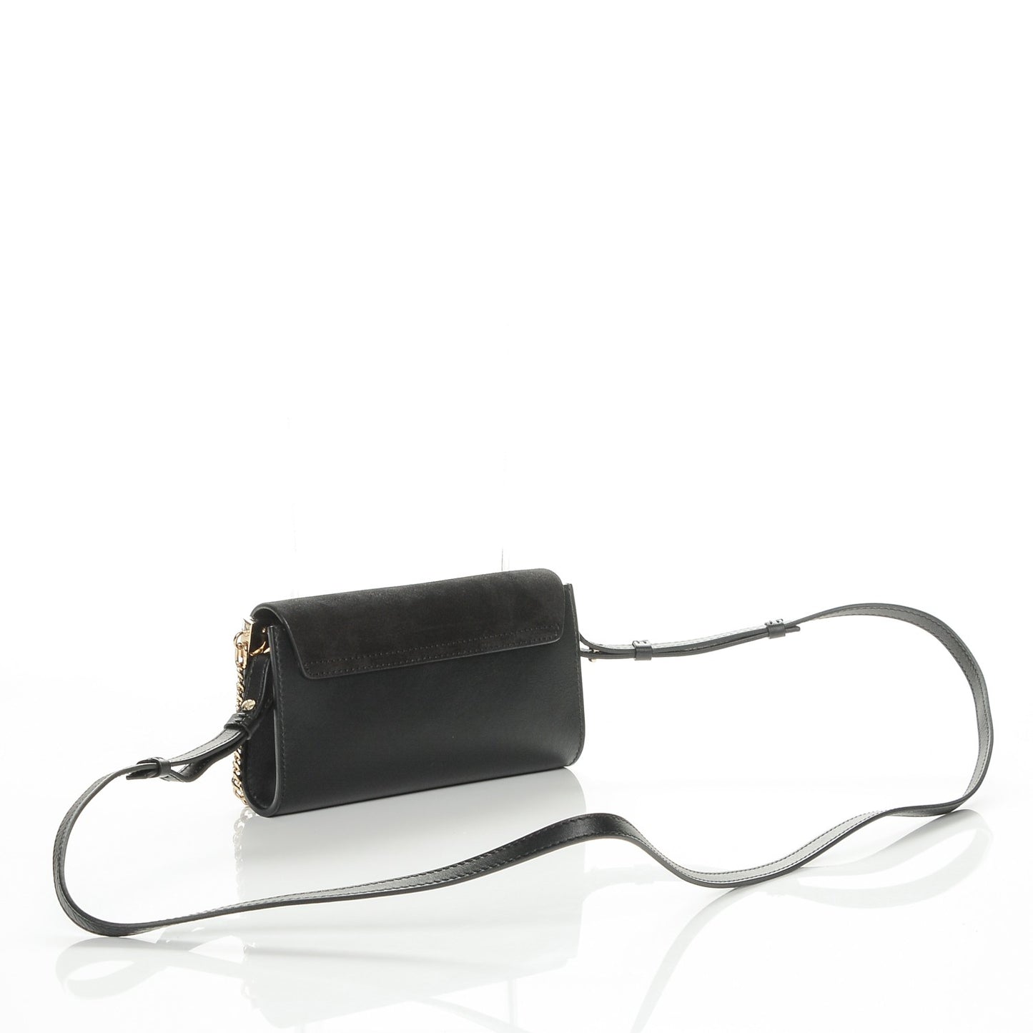 Suede Calfskin Mini Faye Shoulder Bag Black