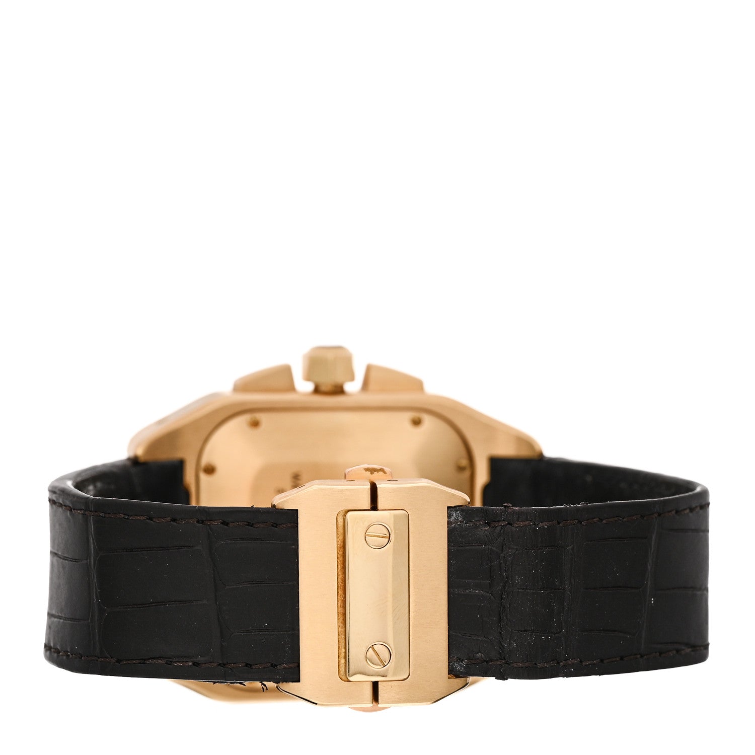 Cartier 18K Yellow Gold Alligator 41.5mm Santos 100 Chronograph Automatic Watch 3 of 4