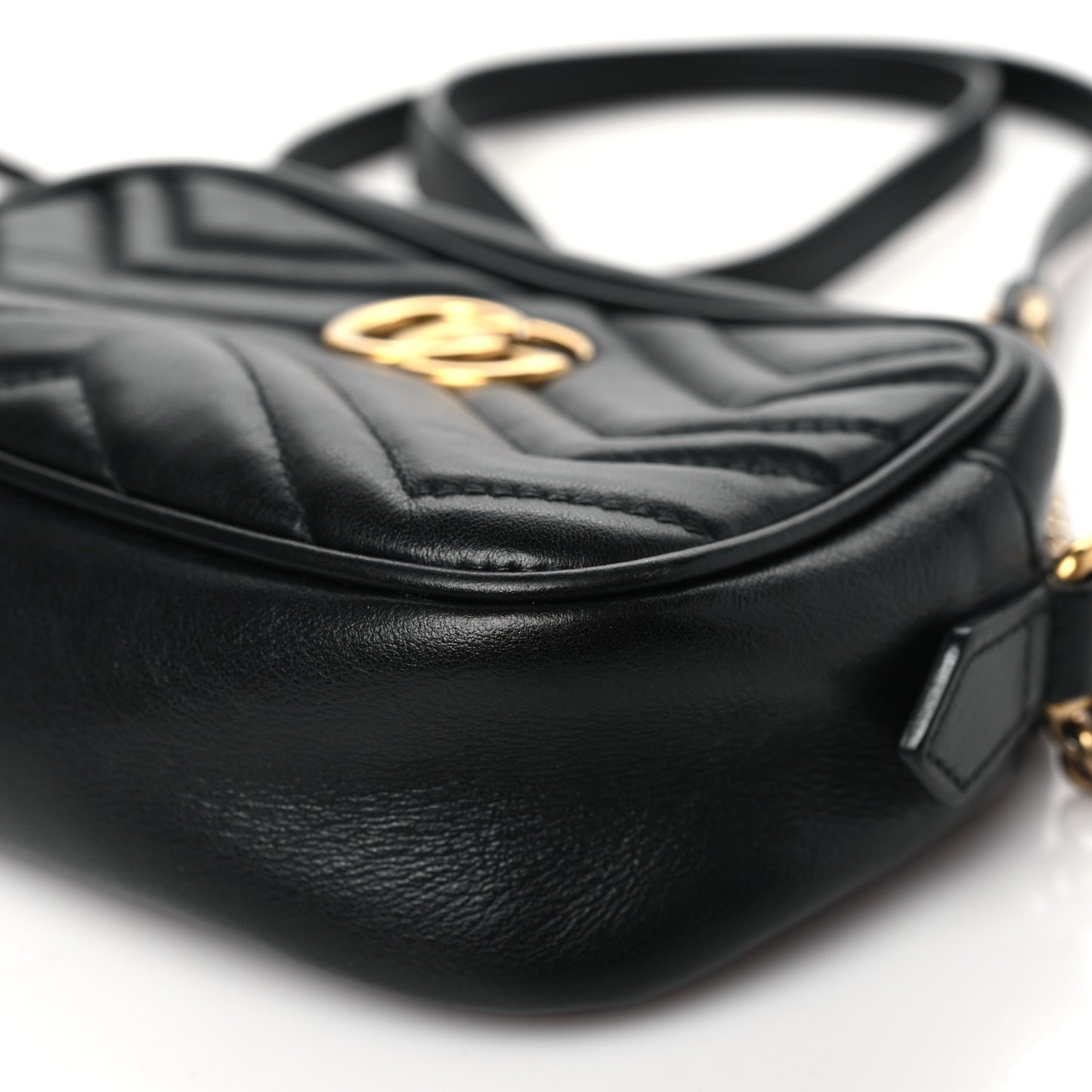Calfskin Matelasse Mini GG Marmont Chain Shoulder Bag Black