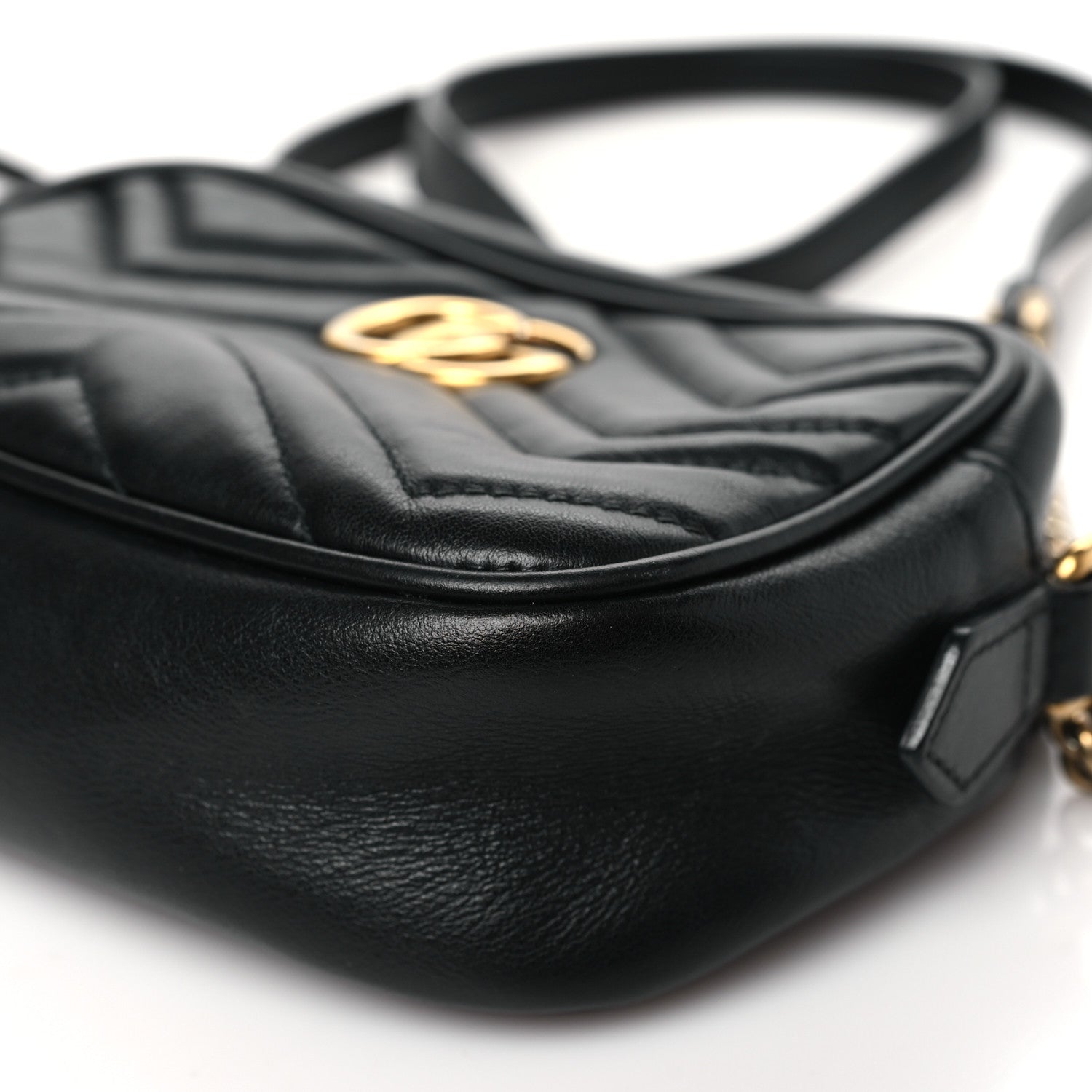 Gucci Calfskin Matelasse Mini GG Marmont Chain Shoulder Bag Black 10 of 10