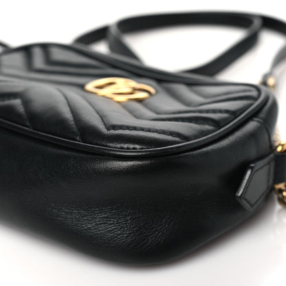 Gucci Calfskin Matelasse Mini GG Marmont Chain Shoulder Bag Black 10 of 10