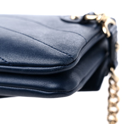 Chanel Sheepskin Chevron Quilted Double Chevron Waist Bag Navy Black 12 of 13