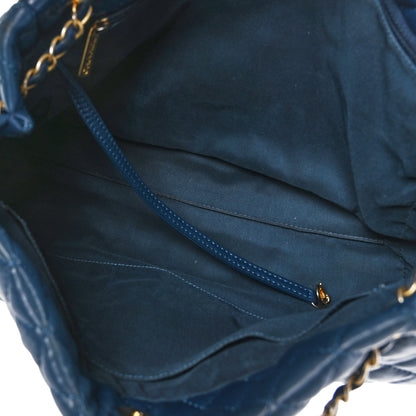 Chanel Lambskin Quilted Large Fluffy CC Shopping Tote Blue 5 of 9