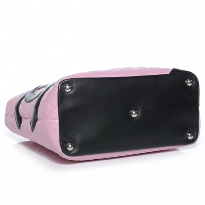 Chanel Calfskin Quilted Large Cambon Tote Pink Black 4 of 7