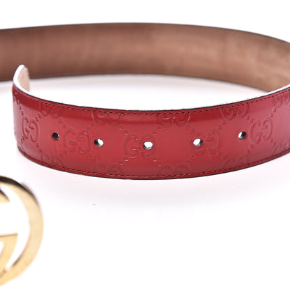Gucci Guccissima Signature Interlocking G 37mm Belt 90 36 Hibiscus Red 5 of 9