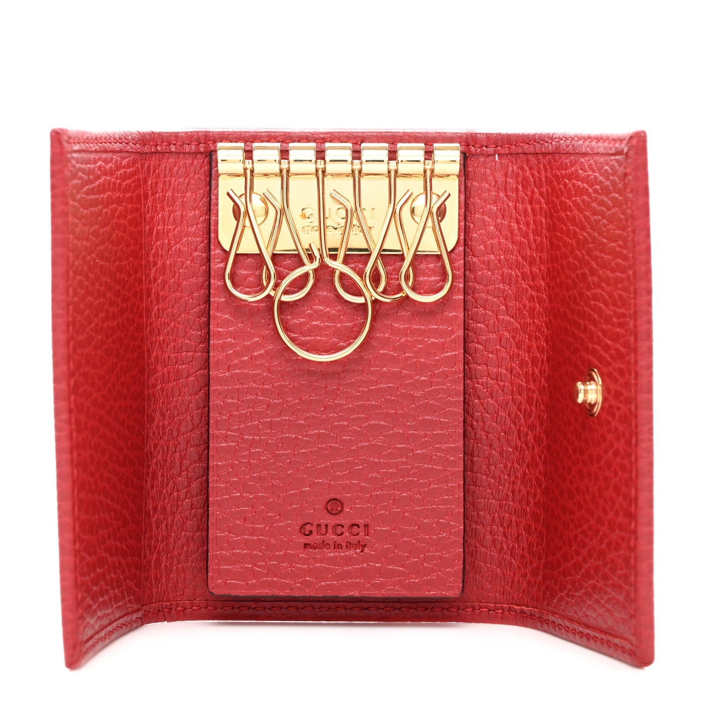 Pebbled Calfskin GG Marmont 6 Key Holder Hibiscus Red