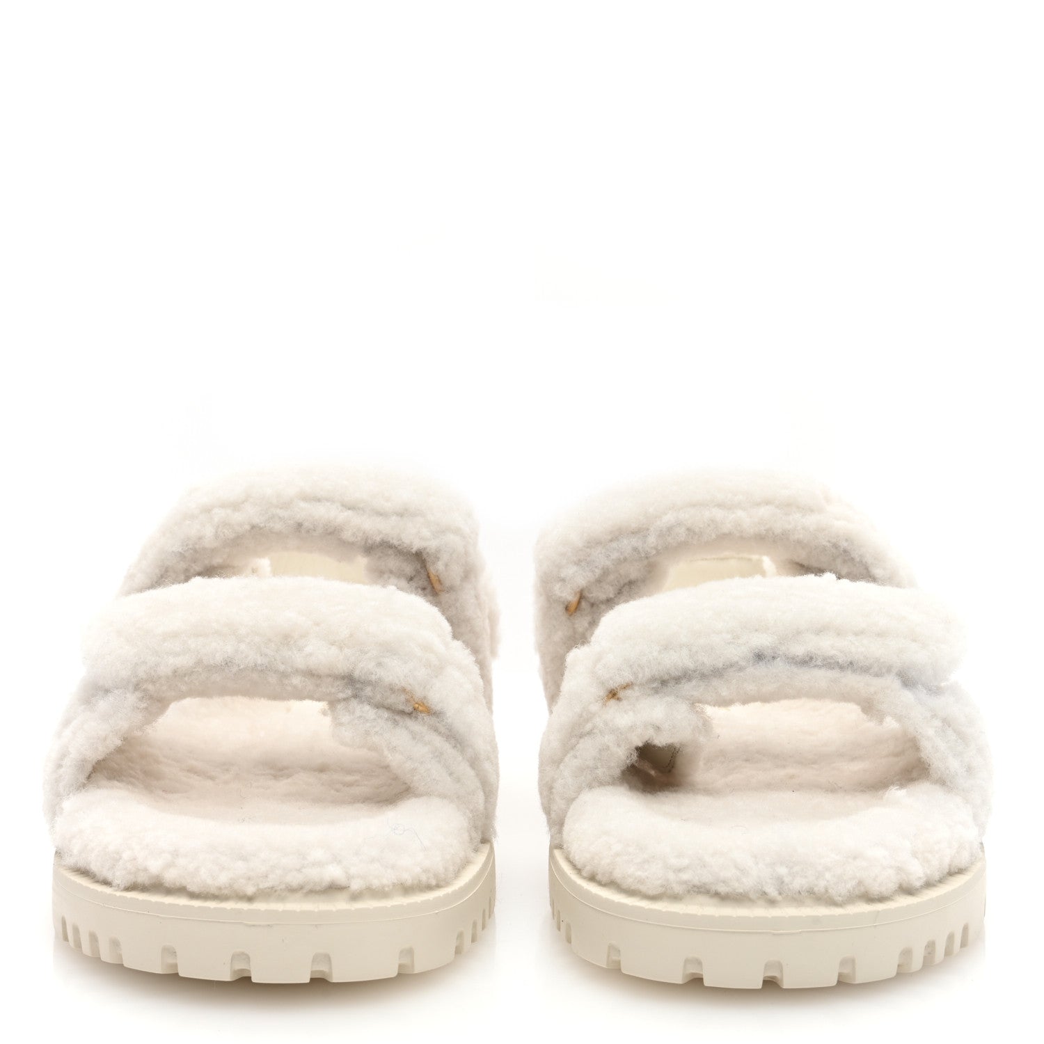 Christian Dior Shearling Dioract 10mm Sandals 39 Off White 3 of 8