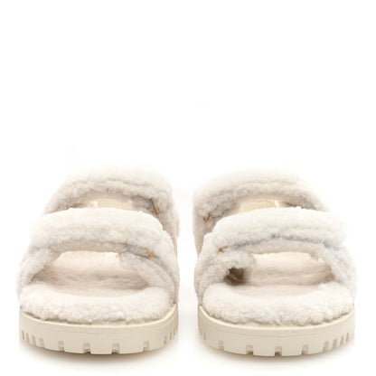 Christian Dior Shearling Dioract 10mm Sandals 39 Off White 3 of 8