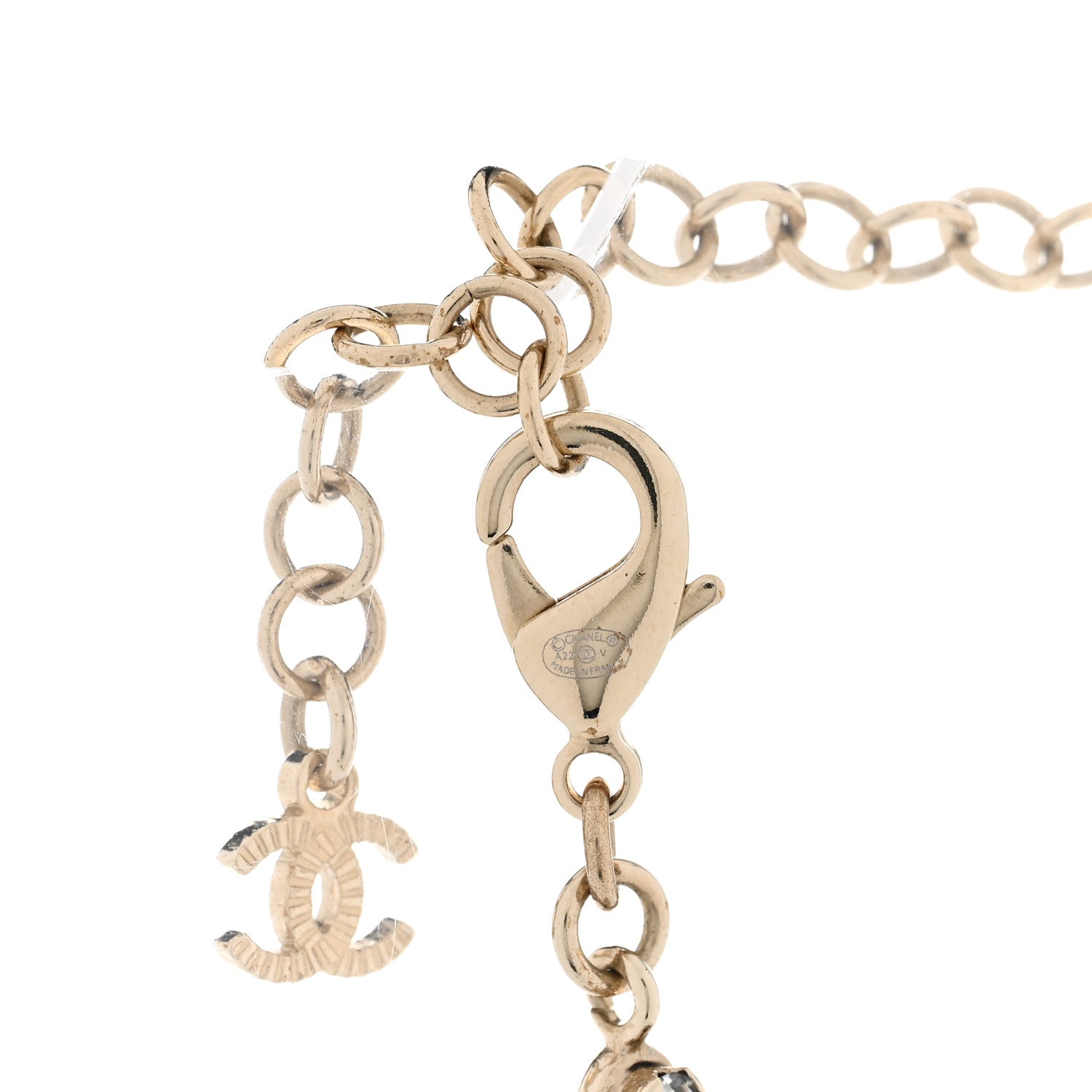 Chanel Crystal CC Chain Short Necklace Gold 5 of 6