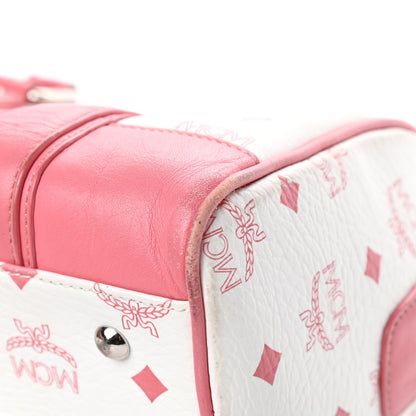 MCM Visetos Small Boston Bag Pink White 11 of 18