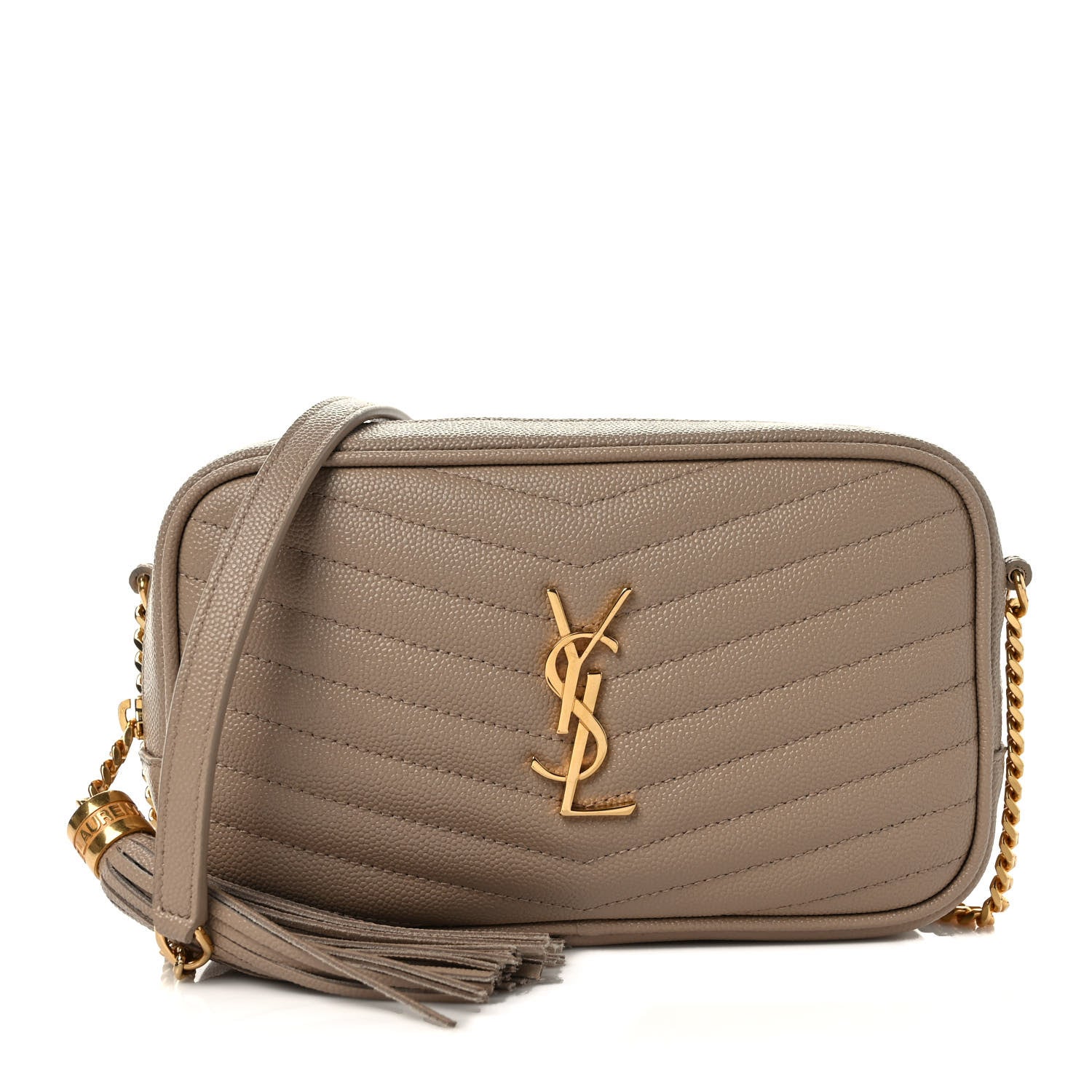 Saint Laurent Grain De Poudre Matelasse Monogram Mini Lou Camera Bag Dark Beige 1 of 11
