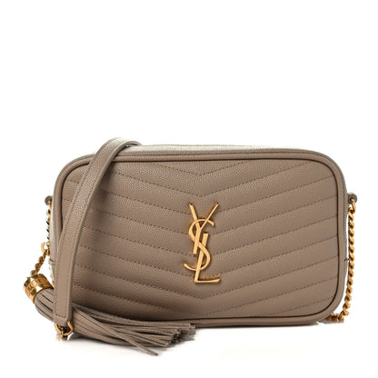 Saint Laurent Grain De Poudre Matelasse Monogram Mini Lou Camera Bag Dark Beige 1 of 11