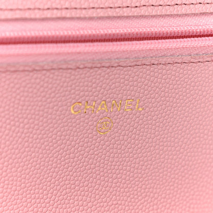 Chanel Caviar Quilted Wallet on Chain WOC Light Pink 5 of 12